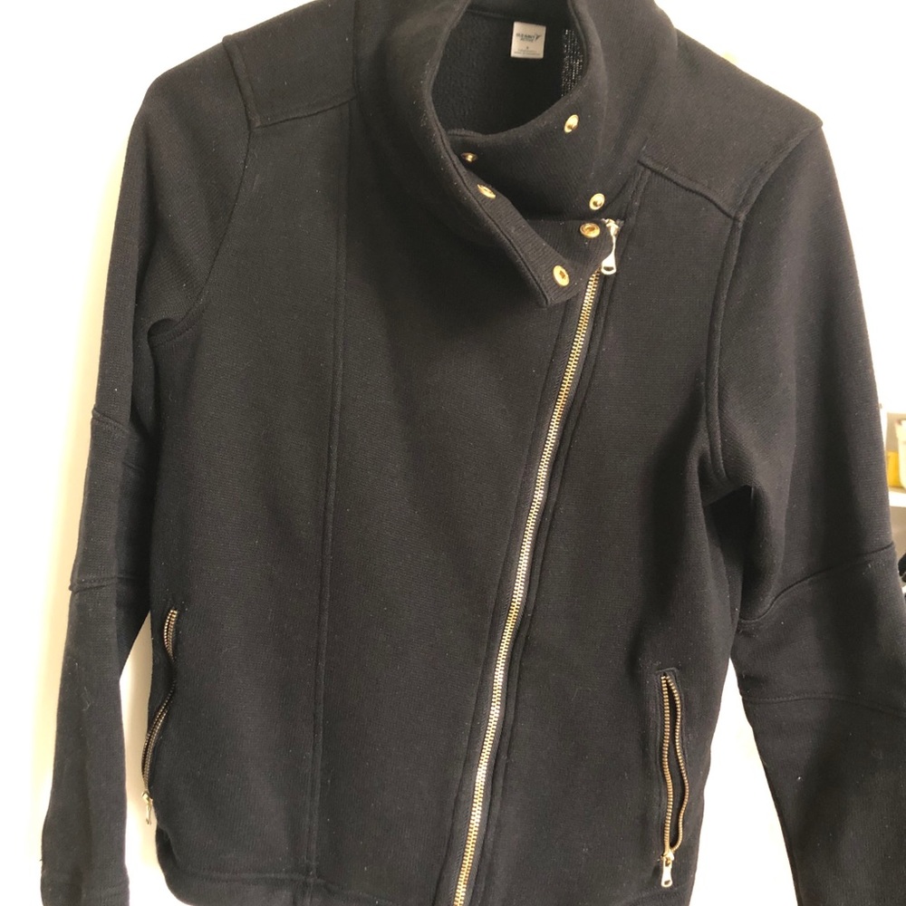 Old Navy Active Black Fleece Moto Jacket - S